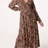 2026/10/1000502608.jpg Leopard Print Shirred Waist Midi Dress