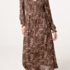 2026/10/1000502611.jpg Leopard Print Shirred Waist Midi Dress