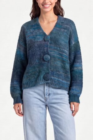 2026/10/1000502655.jpg Large Button Teal Ombre Knit Cardigan
