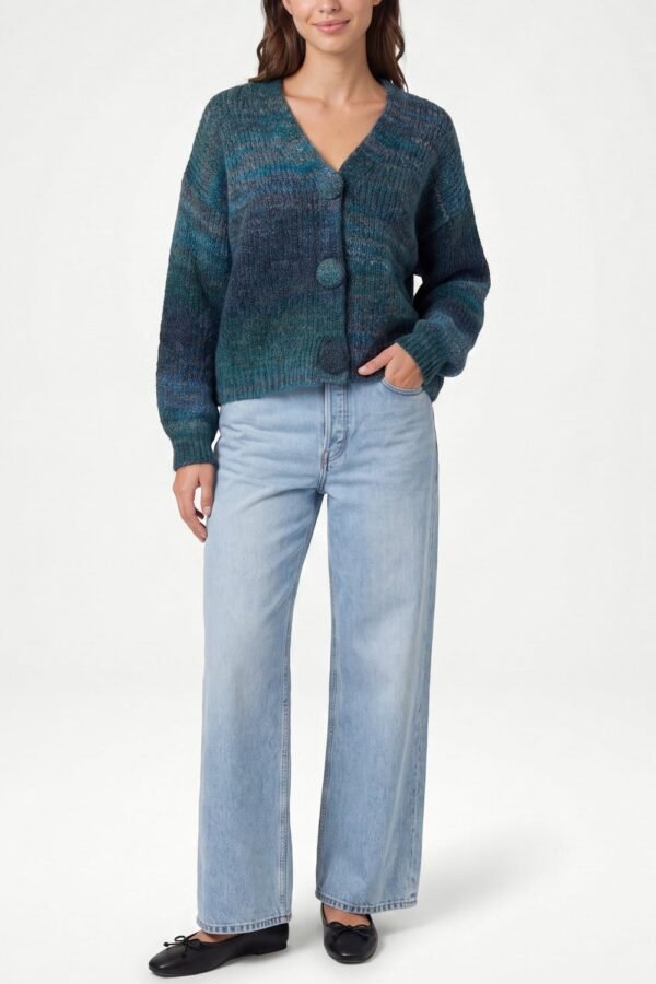2026/10/1000502657.jpg Large Button Teal Ombre Knit Cardigan