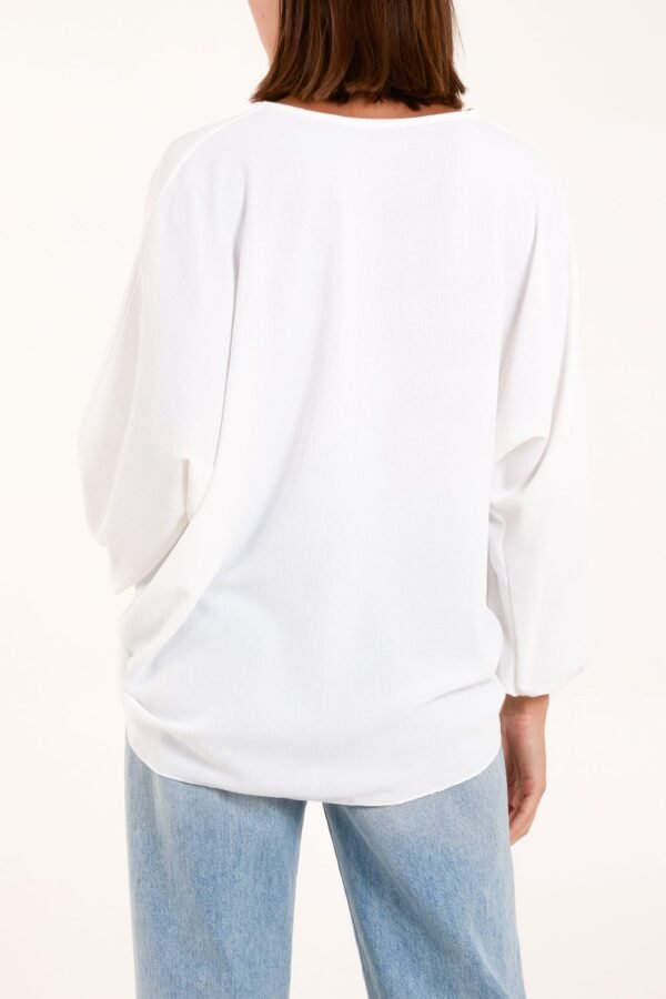 V- Neck Long Sleeve Tie Front Top