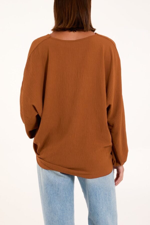 V- Neck Long Sleeve Tie Front Top