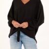 V- Neck Long Sleeve Tie Front Top