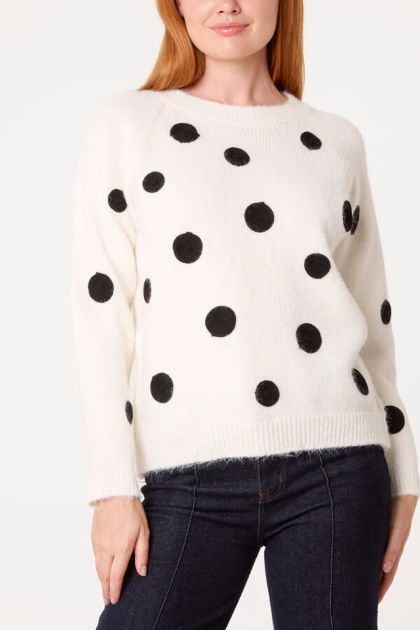 Cream & Black Spot Knit Jumper
