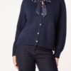 Navy Bow Detail Knit Cardigan