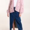 Floral Embroidered Chunky Knit Cardigan