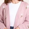 Floral Embroidered Chunky Knit Cardigan