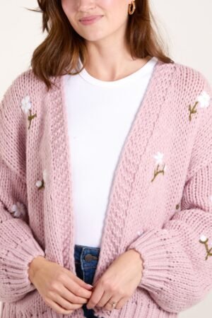 2026/10/1000508152.jpg Floral Embroidered Chunky Knit Cardigan