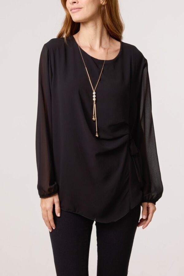 Pleated Long Sleeve Blouse