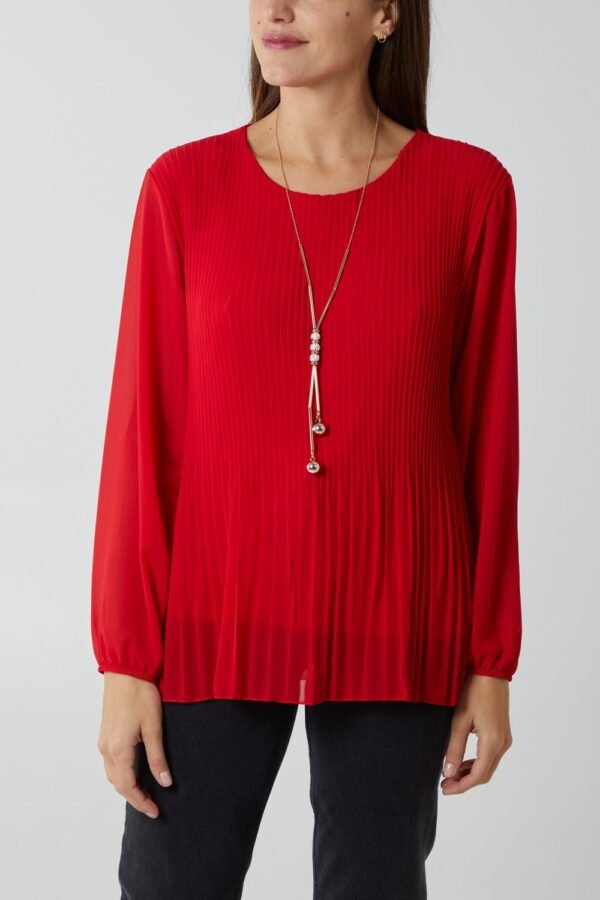 Pleated Long Sleeve Blouse