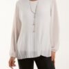 Pleated Long Sleeve Blouse