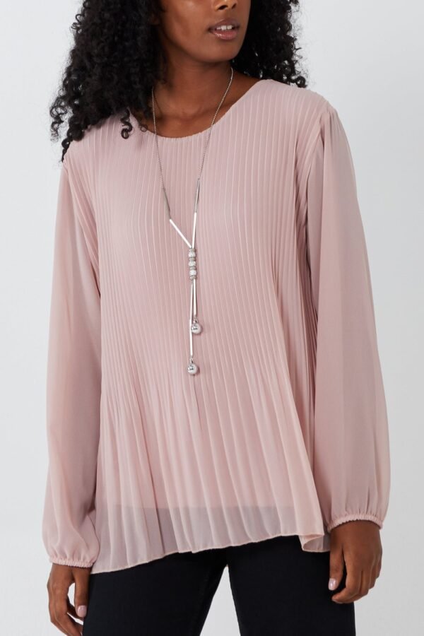 Pleated Long Sleeve Blouse