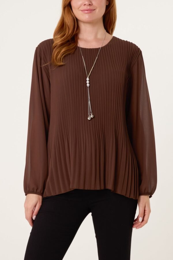 Pleated Long Sleeve Blouse