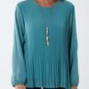 Pleated Long Sleeve Blouse