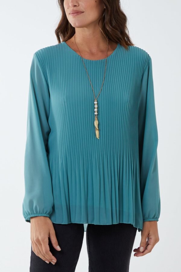 Pleated Long Sleeve Blouse