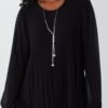 Pleated Long Sleeve Blouse