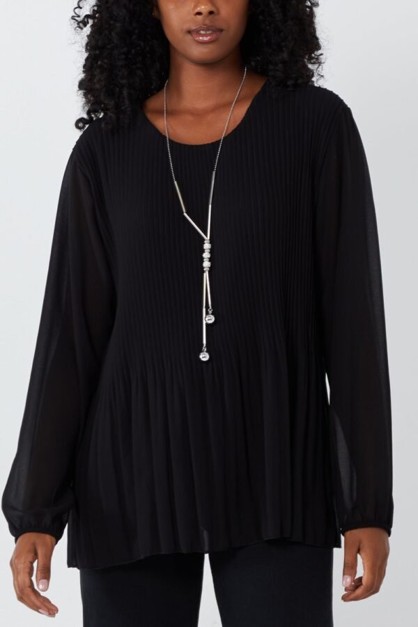 Pleated Long Sleeve Blouse