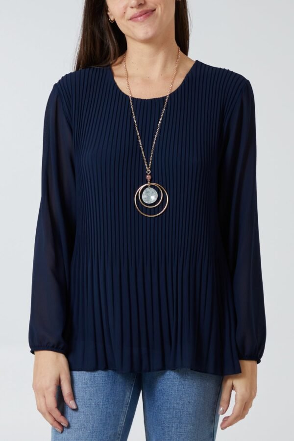 Pleated Long Sleeve Blouse