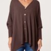 Button-Front Poncho Style Cardigan