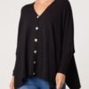 Button-Front Poncho Style Cardigan