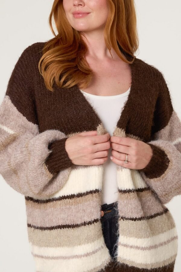 Striped Wool Blend  Cardigan – One Size