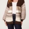 Striped Wool Blend  Cardigan – One Size