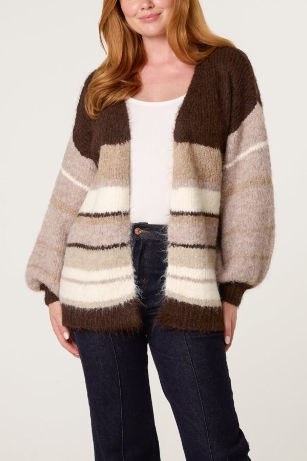 Striped Wool Blend  Cardigan – One Size