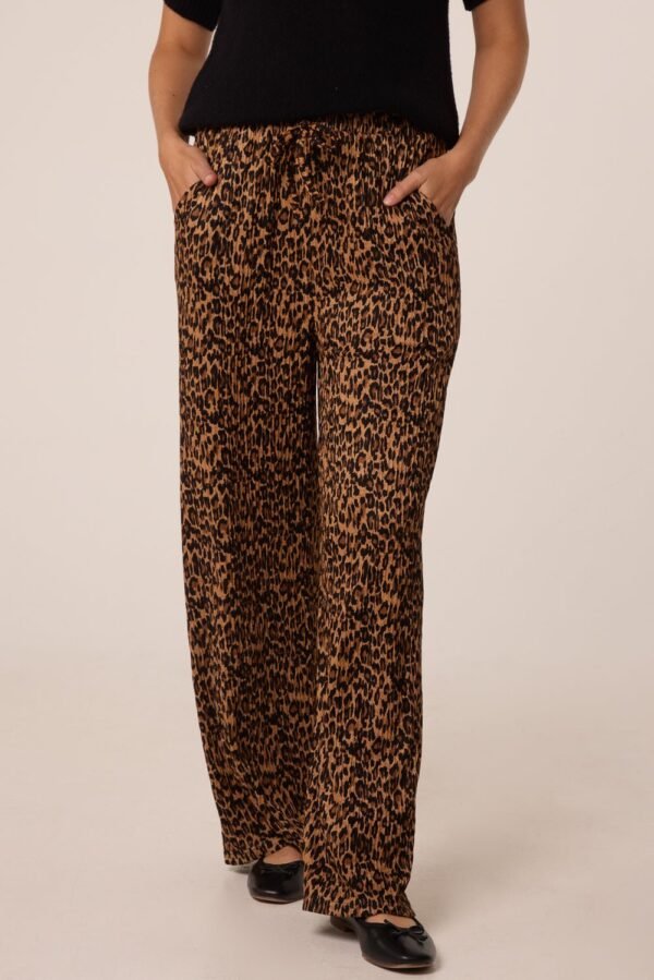 Leopard Print Wide-Leg Trousers