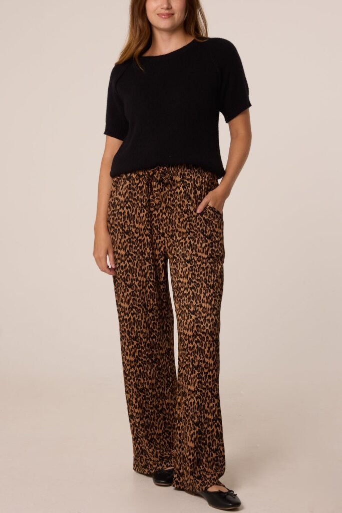 Leopard Print Wide-Leg Trousers