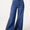 Wide Leg Jeans-Mid Blue