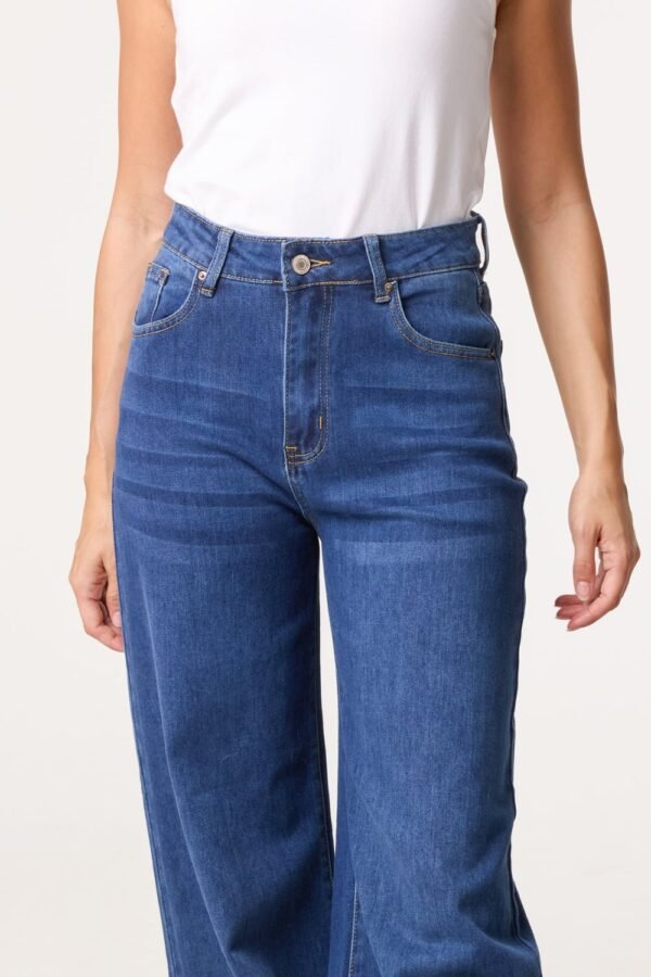 Wide Leg Jeans-Mid Blue