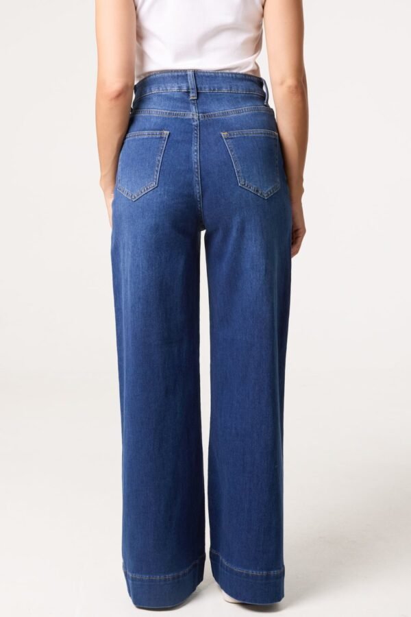 Wide Leg Jeans-Mid Blue