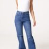 High-Waisted Stretch Jeans – Mid Blue