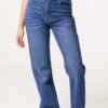 High-Waisted Stretch Jeans – Mid Blue