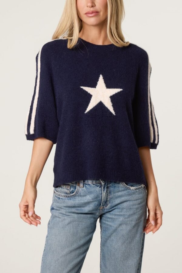 2026/10/1000512304.jpg Star Short Sleeve Stripe Jumper