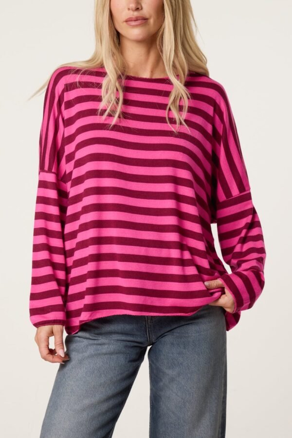 2026/10/1000512315.jpg Striped Oversized Fine Knit Jumper