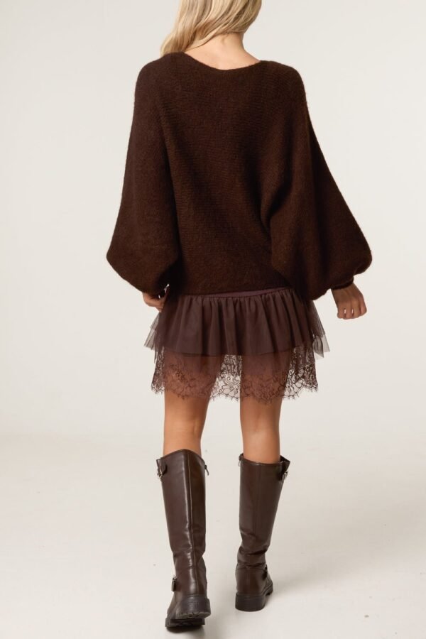Layered Knit Jumper and Lace Mini Dress Set