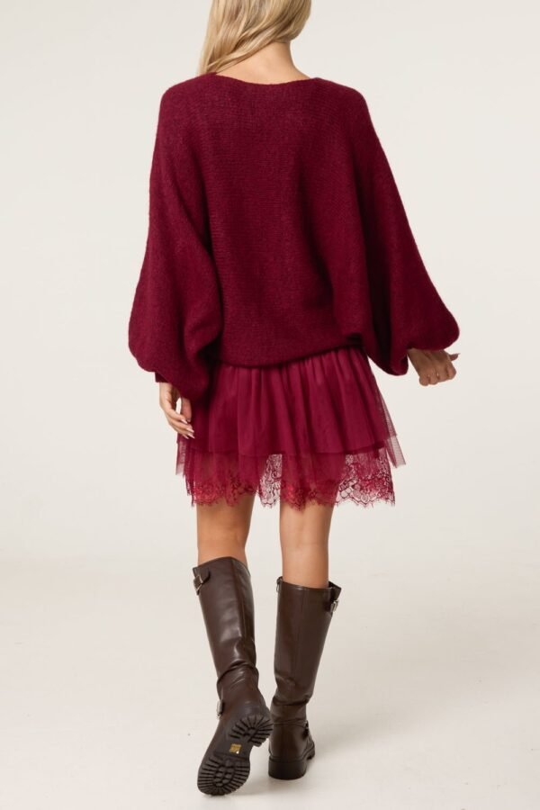Layered Knit Jumper and Lace Mini Dress Set