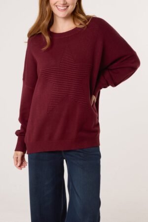 Ribbed Star Fine Knit Jumper