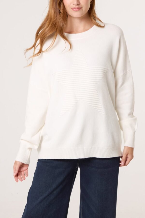 2026/10/1000512375.jpg Ribbed Star Fine Knit Jumper