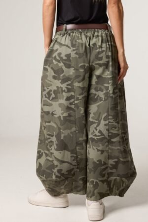 Belted Wide-Leg Camouflage Trousers